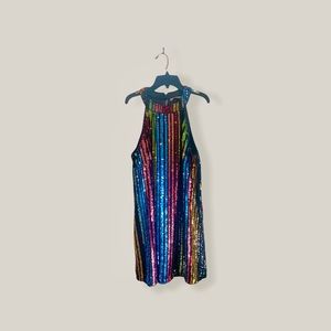 Ark & Co rainbow striped sequin dress NWT